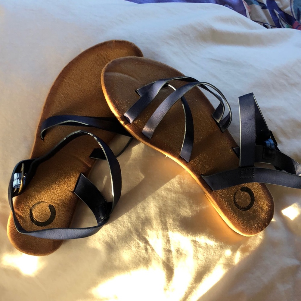 Navy blue strap sandals